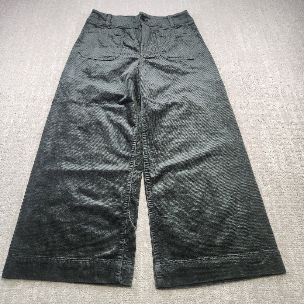 Maeve Pants Women 29 The Colette Wide Leg Crop Corduroy High Rise Green Boho